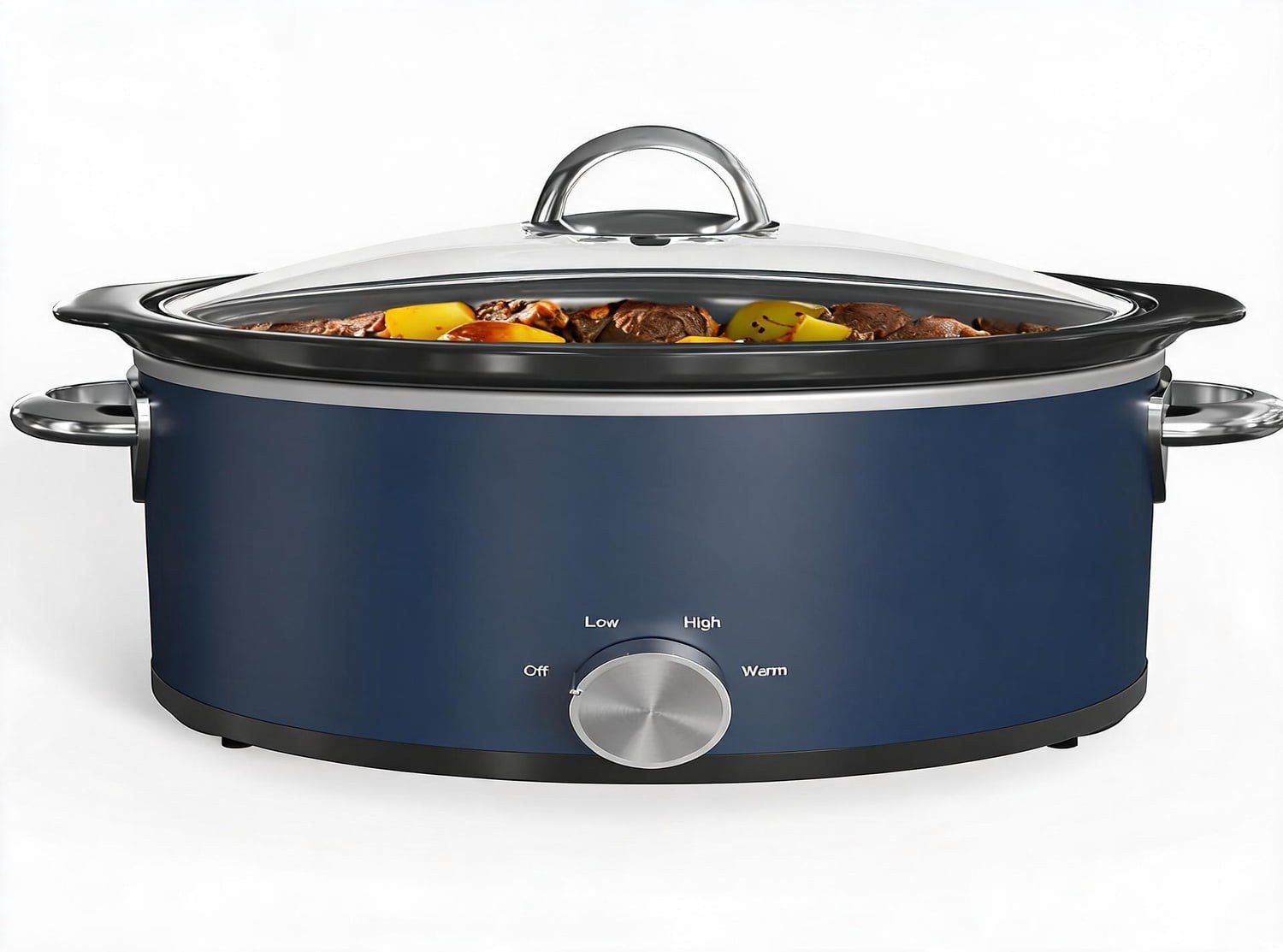 3 quart slow cooker with 3 heating settings removable ceramic pot dishwasher safe glass lid blue stainless steel 97ce36 00.jpg