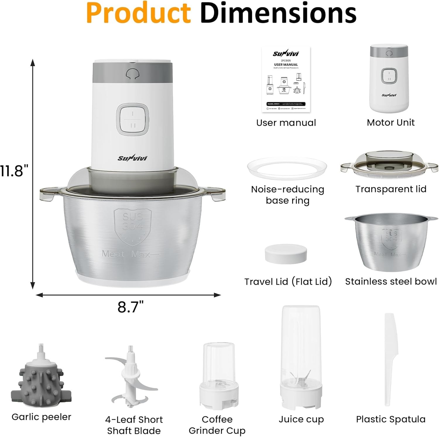 4 in 1 350w electric food processor and portable blender with stainless steel bowl and 2 cups white db13b0 00.jpg