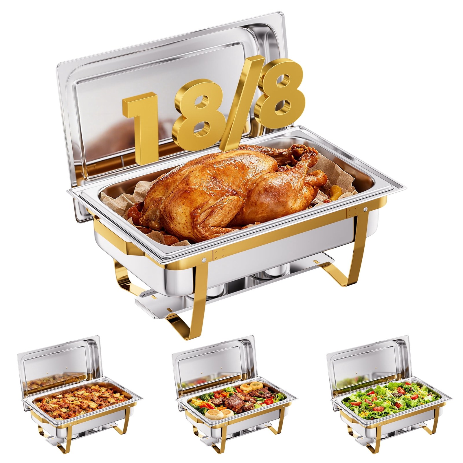 cammoo 4 pack 9qt gold rectangular stackable chafing dish buffet set 18 8 304 stainless steel food warmer ad4738 00.jpg