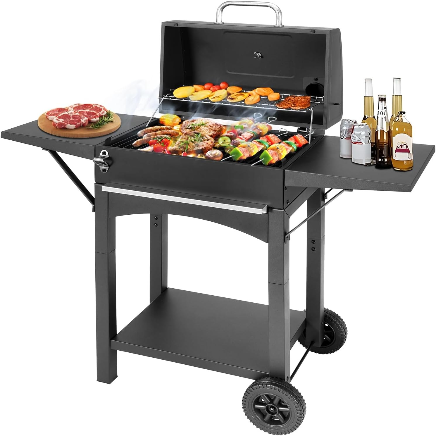 dnkmor charcoal grill with 2 side tables 343 sq in outdoor bbq 7bbb83 00.jpg