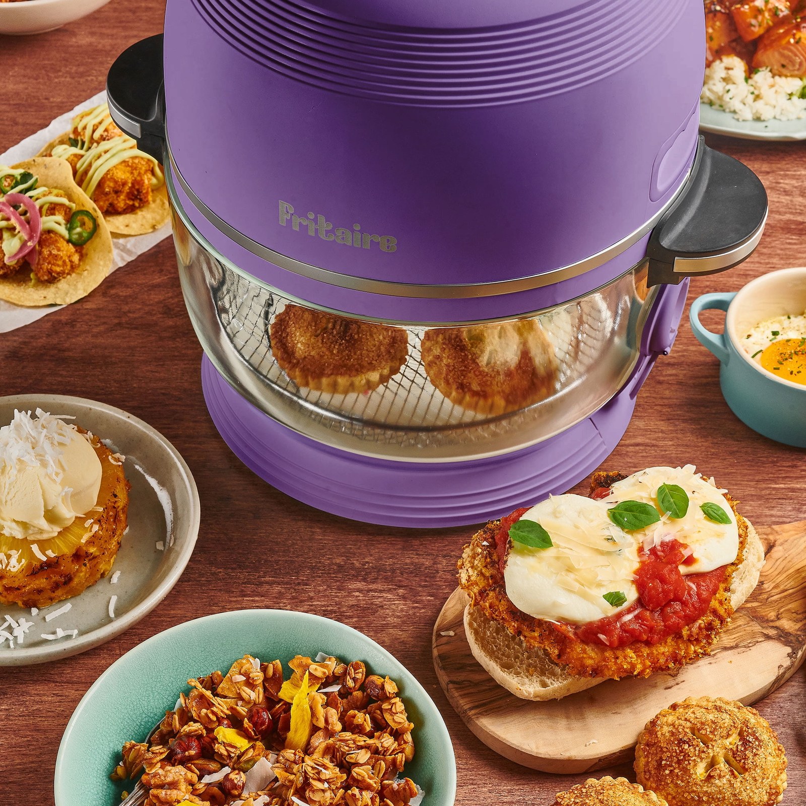 fritaire self cleaning glass bowl air fryer 5 qt with rotisserie and tumbler 6 functions bpa free lavender 987929 01.jpg