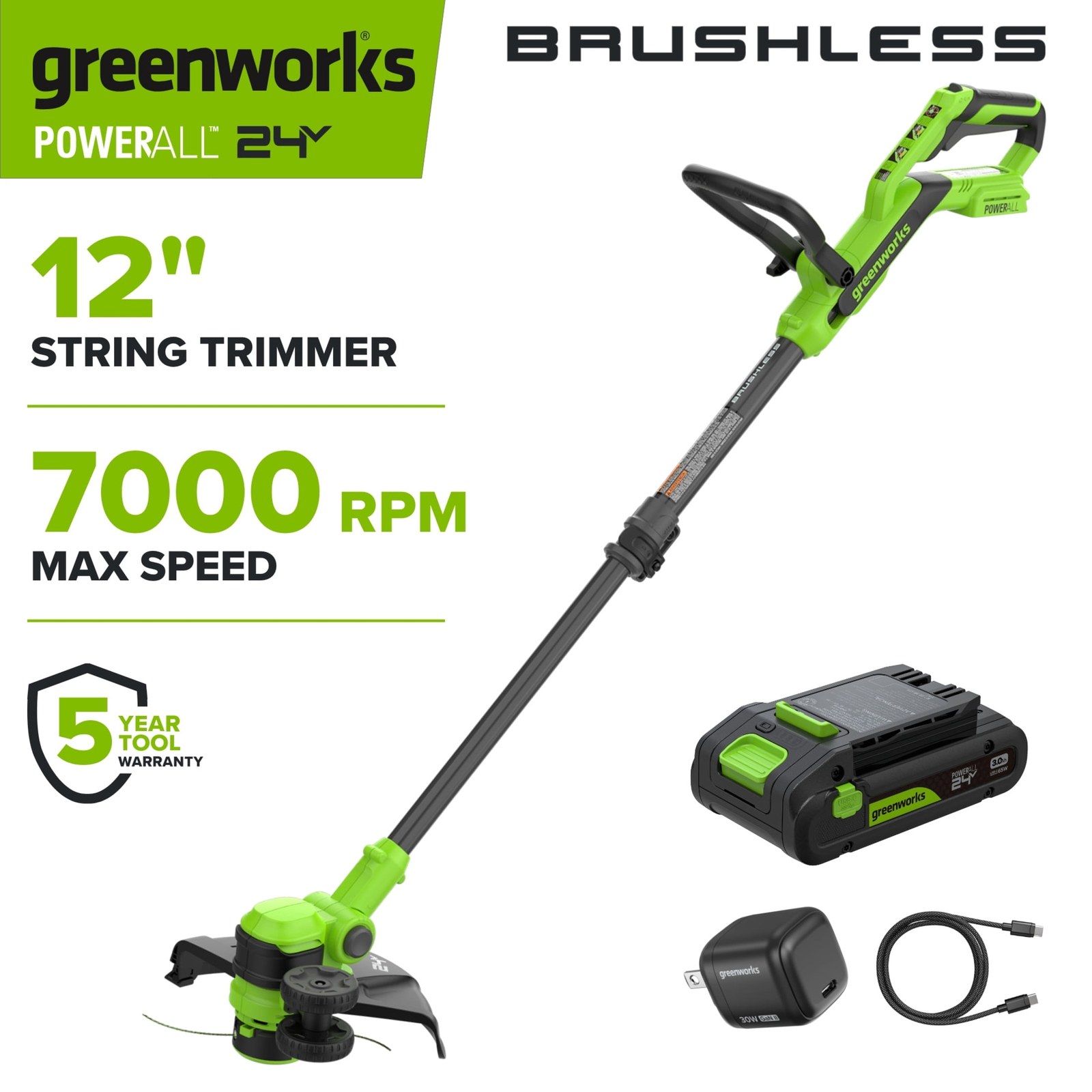 greenworks powerall 24v brushless 12 string trimmer st1222a1 with 3 0 ah usb c battery and 30w usb c charger 84d49c 00.jpg