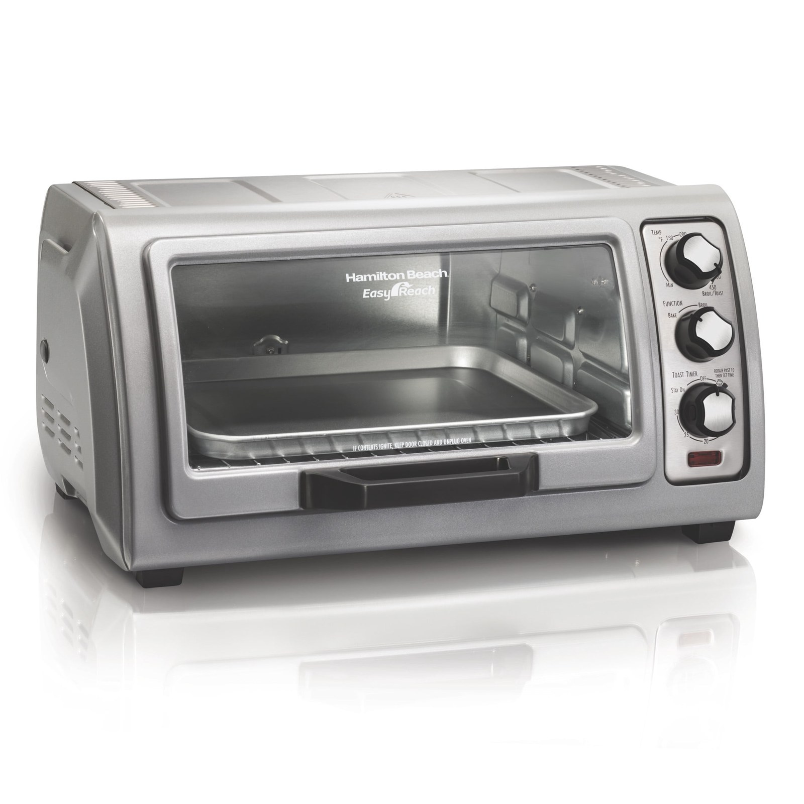 hamilton beach 6 slice countertop toaster oven with roll top door bake broil and toast silver 393186 00.jpg
