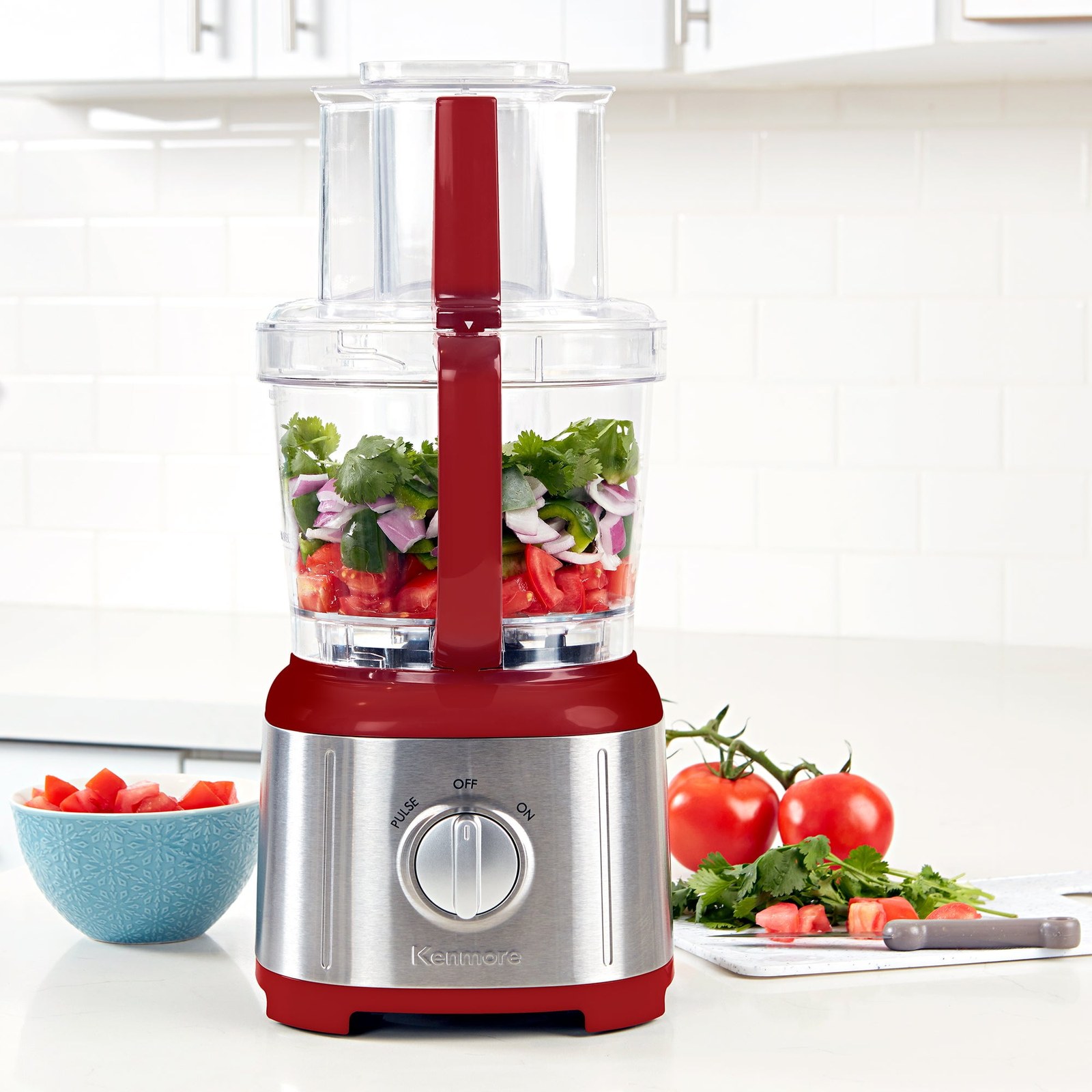 kenmore 11 cup food processor and vegetable chopper with reversible slicing and shredding disc 500w stainless steel red 4ffb3d 01.jpg