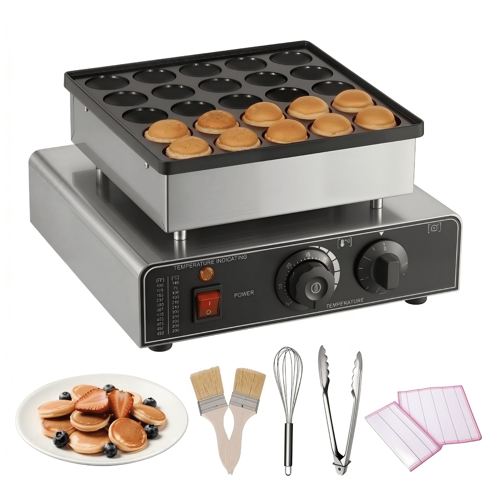 kktre commercial mini pancake maker 25 holes 900w electric poffertjes machine stainless steel non stick dutch pancake cab666 00.jpg