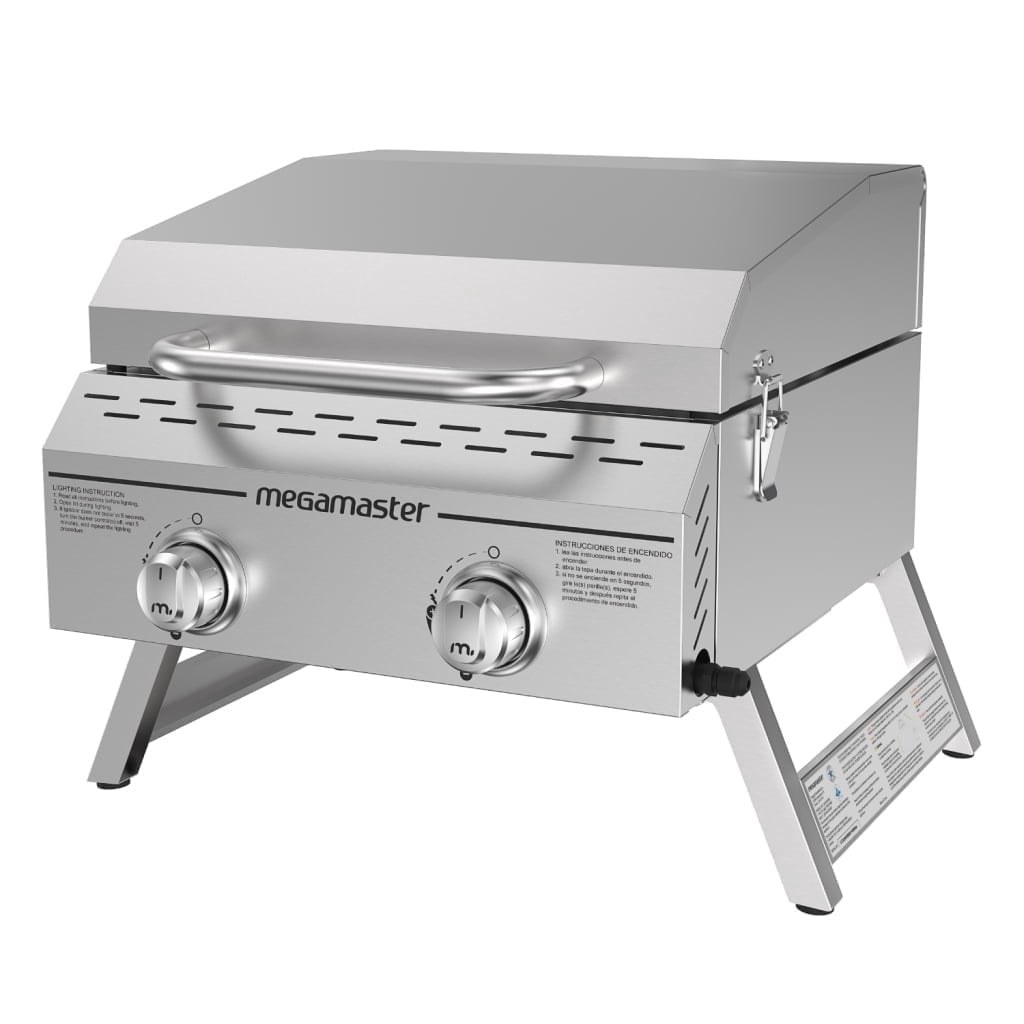 megamaster 2 burner portable stainless steel gas grill with built in lid 16 000 btu folding legs propane 820 0033m d81daa 00.jpg