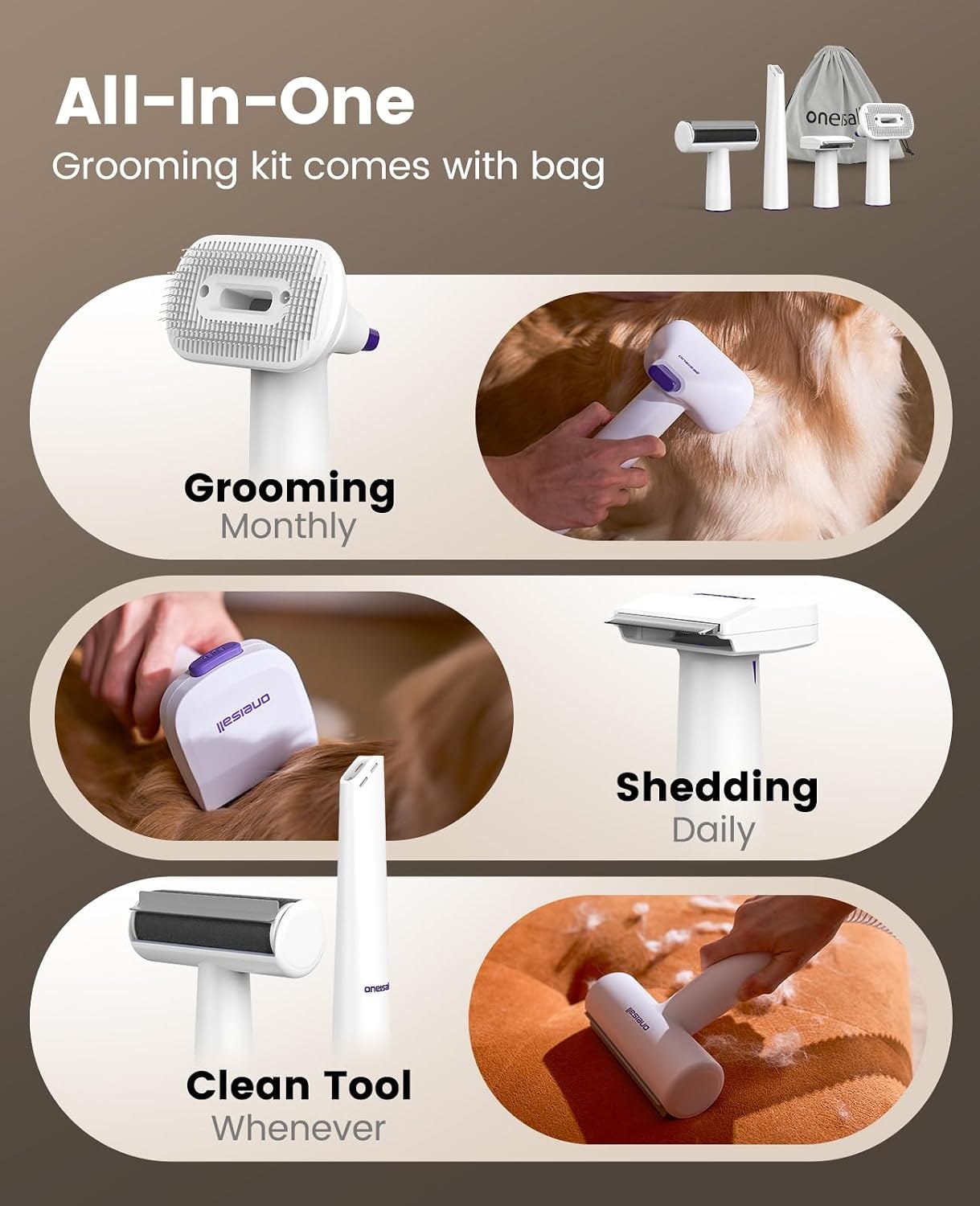 oneisall dog grooming vacuum kit for pet shedding and thick coats 577c76 01.jpg