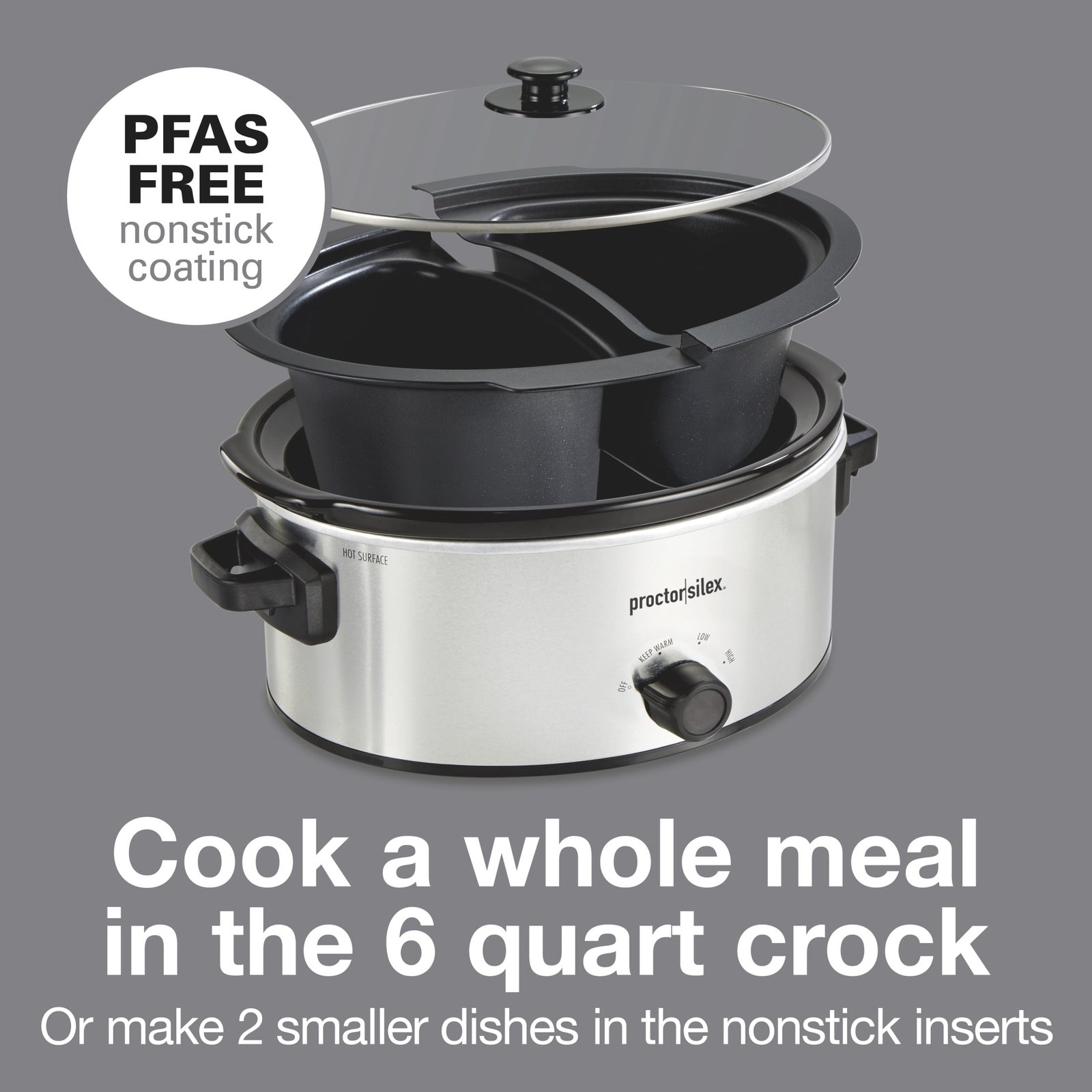 proctor silex 6 qt slow cooker with removable nonstick aluminum crock and double dish stainless steel 27a004 01.jpg