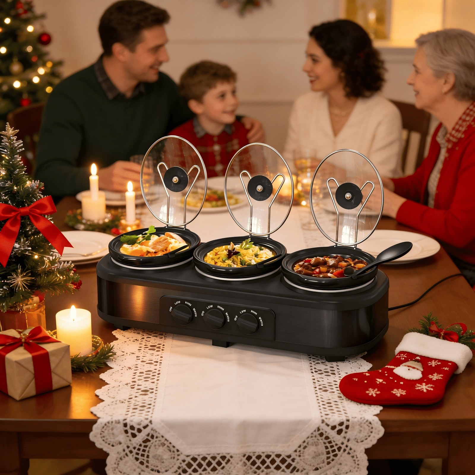 royalcraft triple slow cooker set with 3 removable 1 5 qt ceramic pots 4 5 qt total adjustable temperature 613859 00.jpg