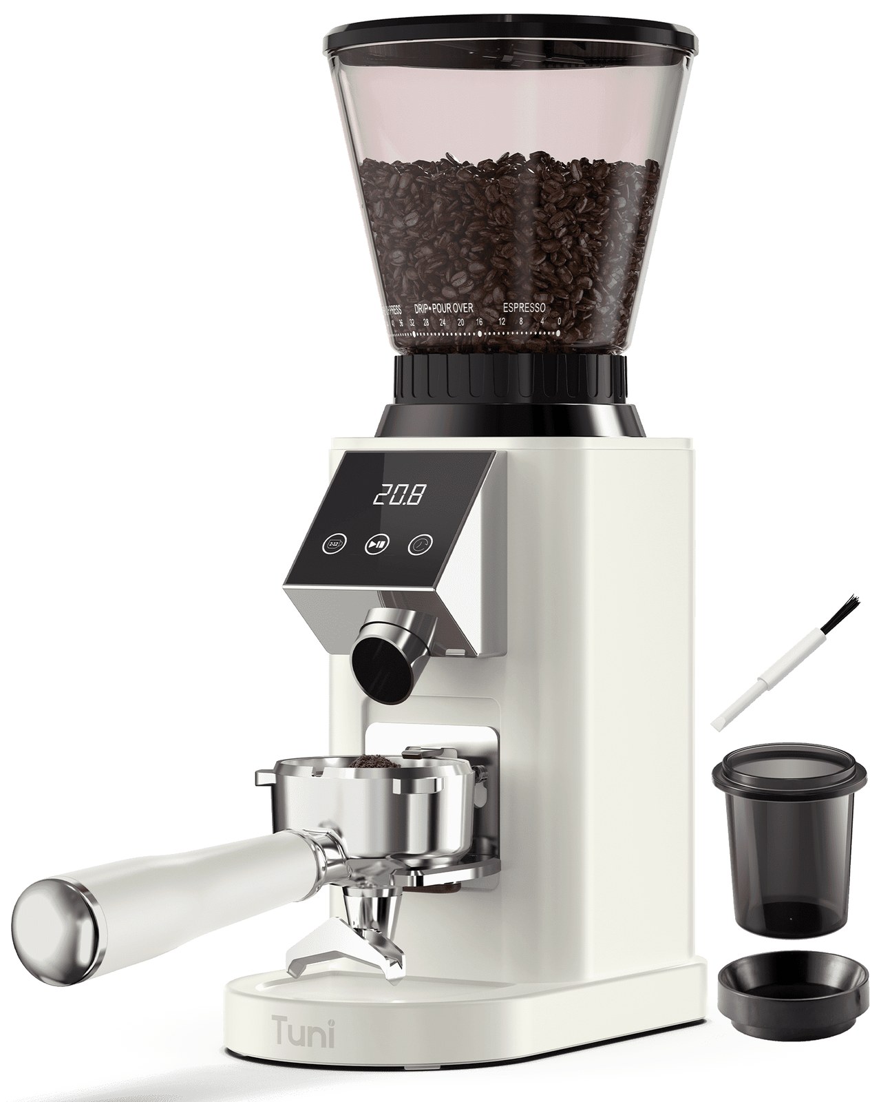 tuni g1 conical burr coffee grinder with 48 grind settings electronic timer and led touchscreen anti static stainless 933abb 00.jpg