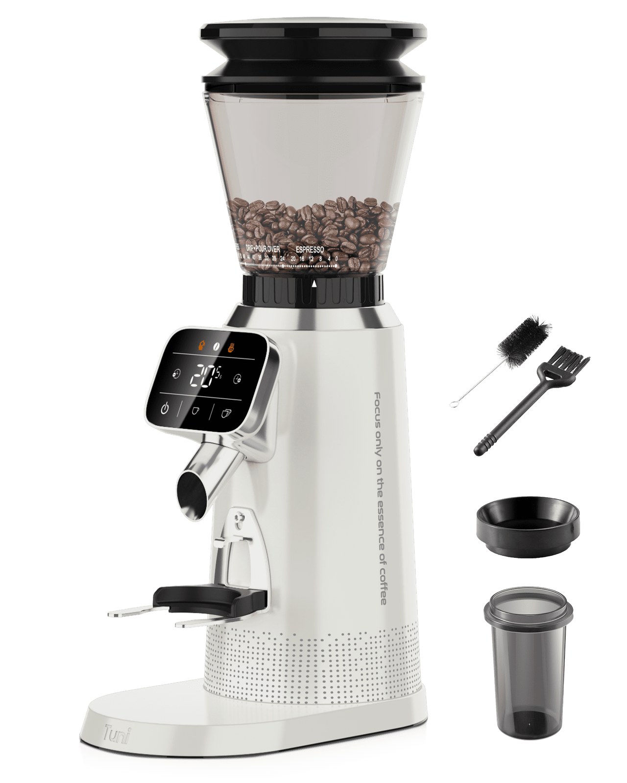 tuni g2 conical burr coffee grinder with 70 grind settings electronic timer and led touchscreen stainless steel ivory 3ac9da 00.jpg