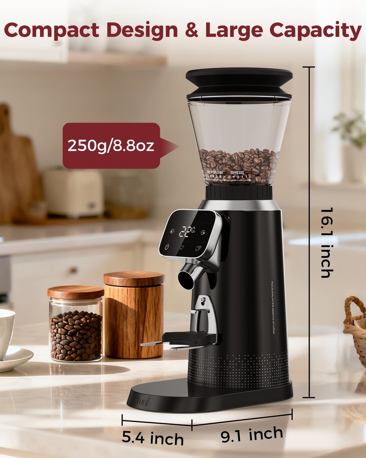 tuni g2 conical burr coffee grinder with 70 grind settings led touchscreen and precision electronic timer anti static c66676 06.jpg tuni g2 conical burr coffee grinder with 70 grind settings led touchscreen and precision electronic timer anti static c66676 06.jpg