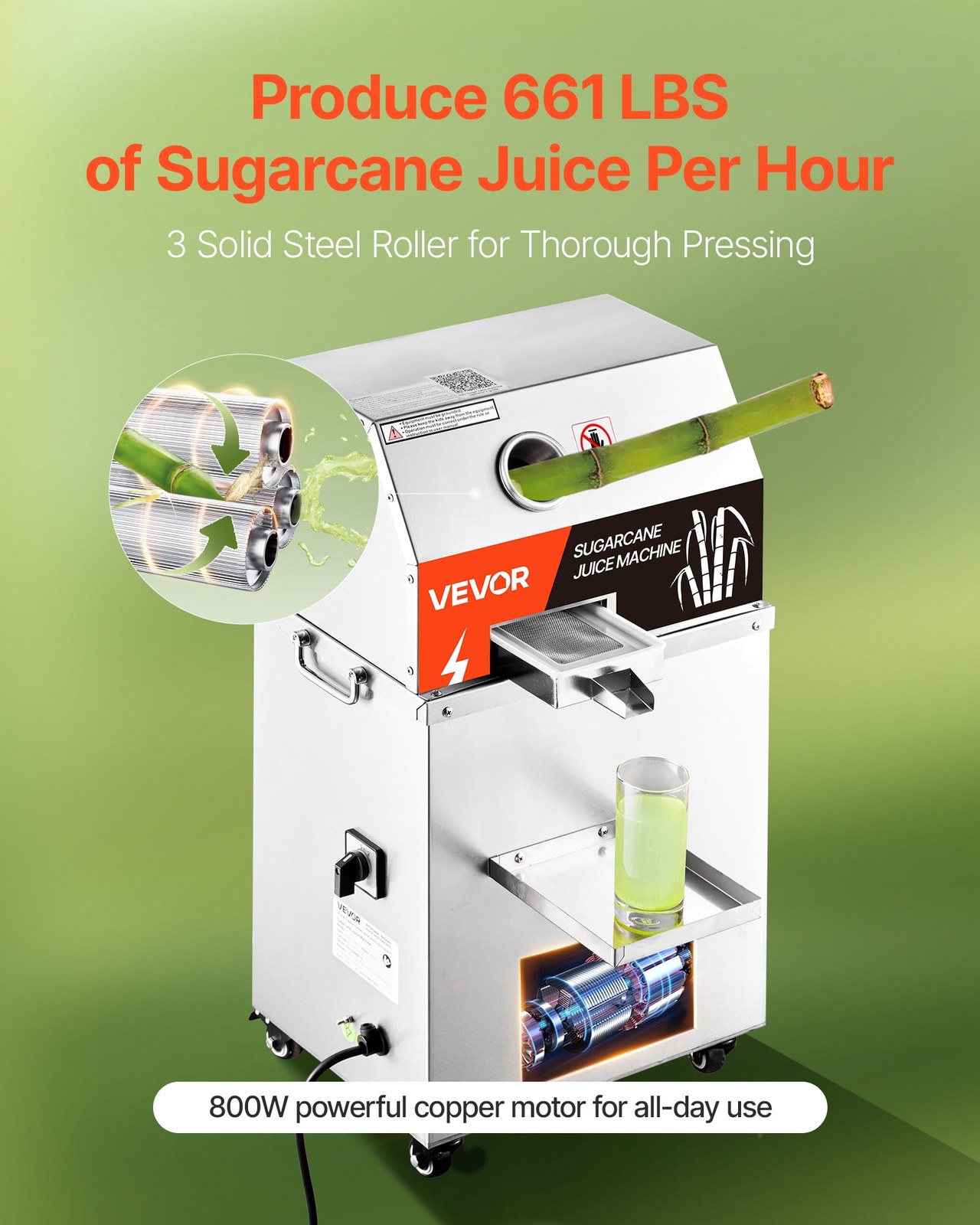 vevor 800w commercial electric sugar cane juicer with 3 stainless steel rollers 661lbs h output and wheels 5a6c25 01.jpg