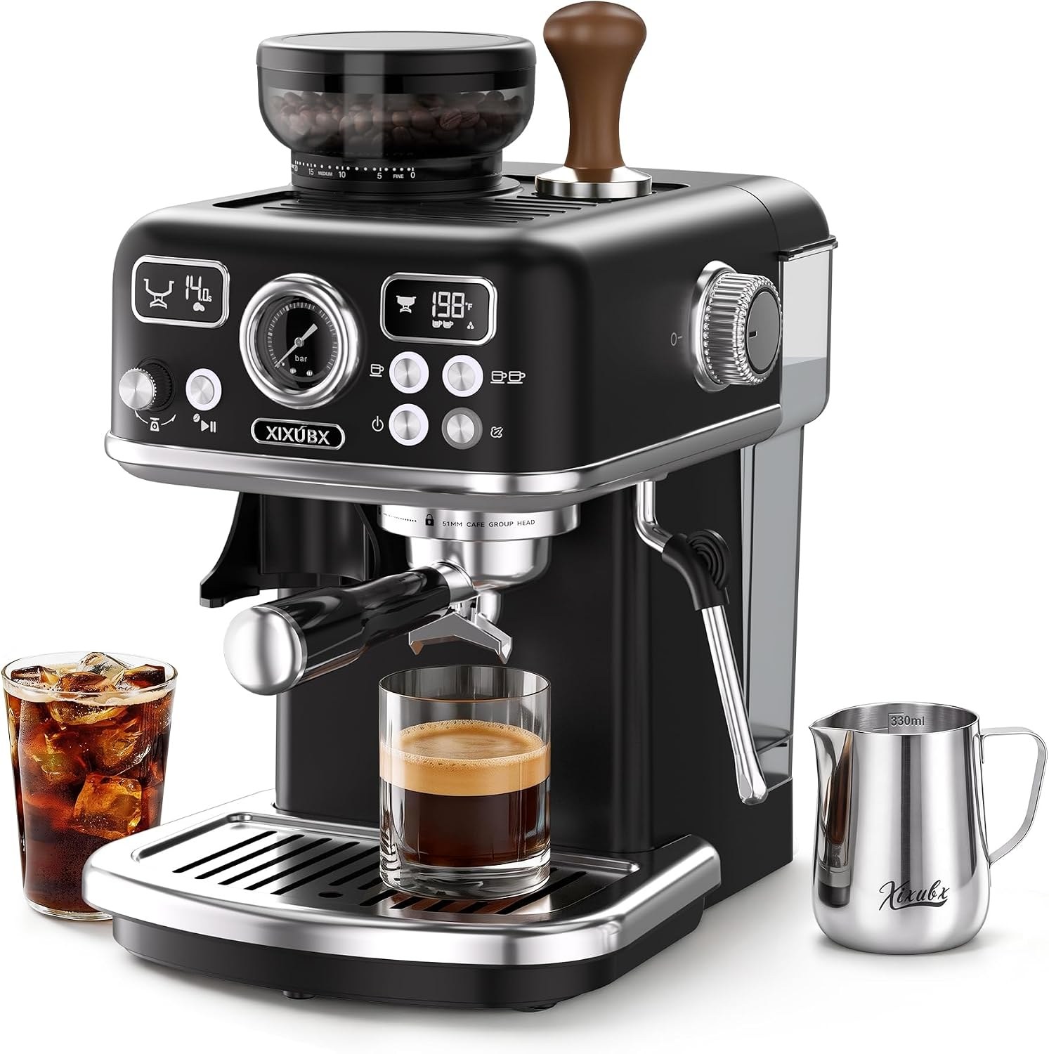 xixubx espresso machine with grinder pid and programmable settings black c82920 00.jpg